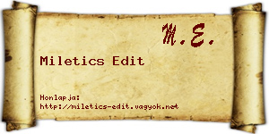 Miletics Edit névjegykártya