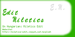 edit miletics business card